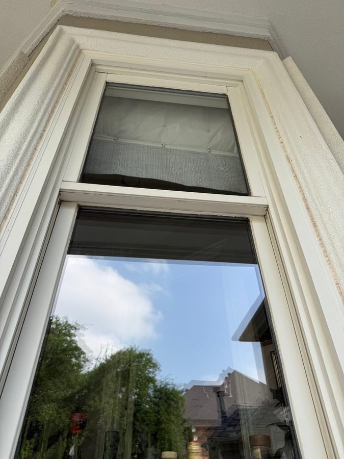 Clean tall window with white trim